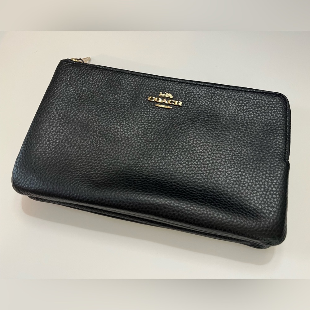Black COACH Double Zip Women’s Wallet